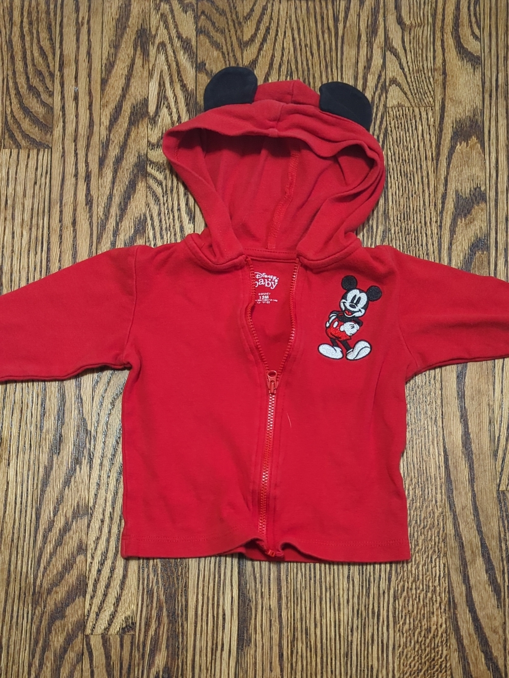 Disney Red Baby Mickey Hooded Zip-Up Sweatshirt with Black Ear Details